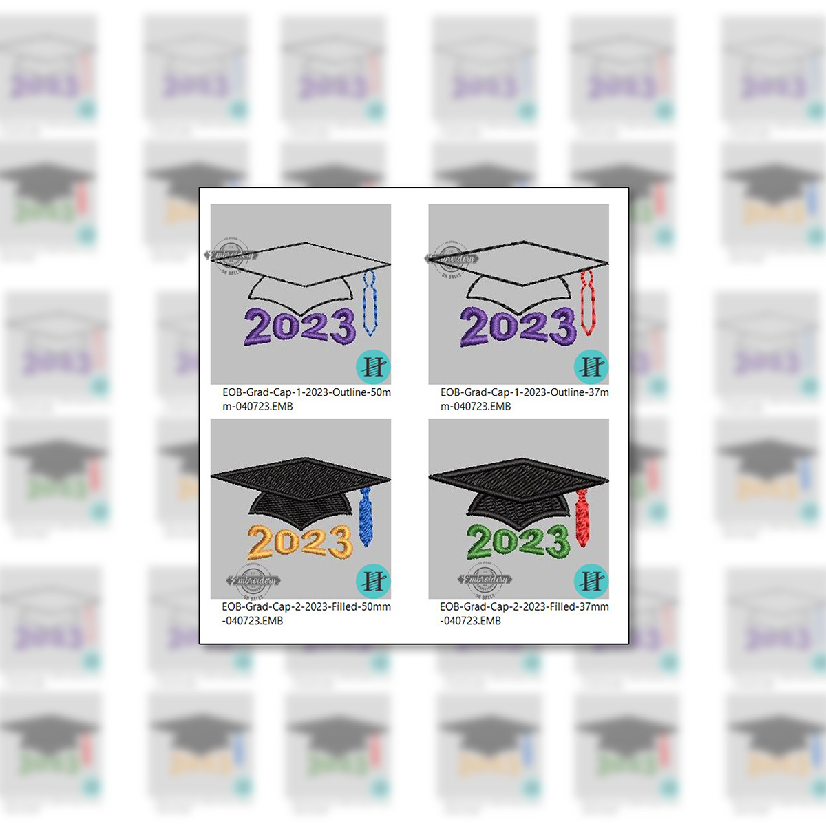Graduation Cap Year 2023 Pack - Mini Machine Embroidery Design