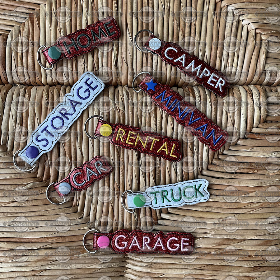 AROUND THE HOUSE Keyfob Design - Machine Embroidery Design