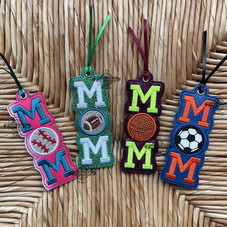 SPORTS MOM Keyfob Ornament Bag Tag Design - Machine Embroidery Design