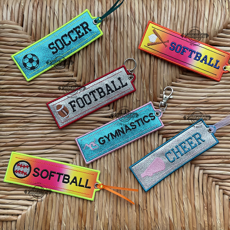 SPORTS Bookmark Keyfob Ornament Bag Tag Design - Machine Embroidery Design