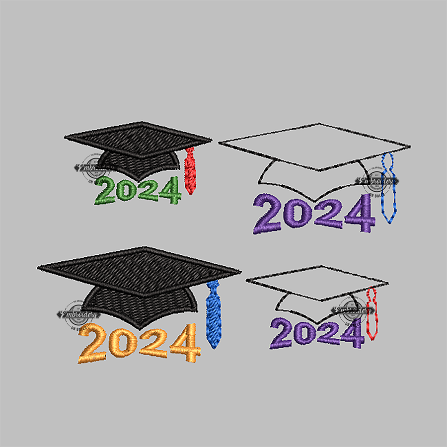 School Cap Graduation 2024 Machine Embroidery Design - Apex