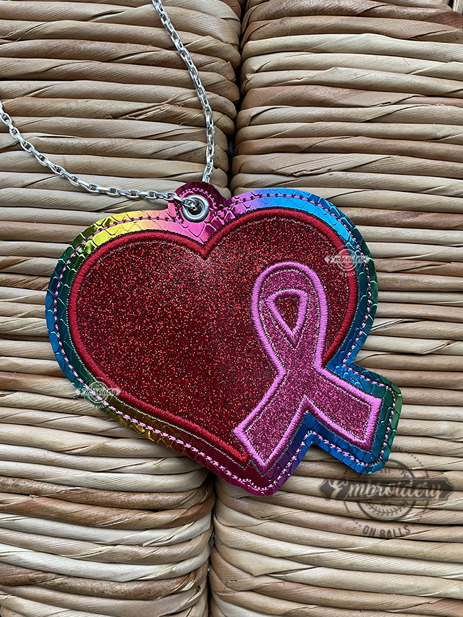 Ribbon Awareness Love Keyfob Ornament Bag Tag Design - Machine Embroidery Design