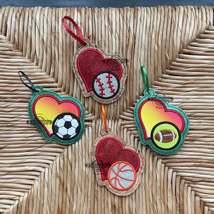SPORTS LOVE Keyfob Ornament Bag Tag Design - Machine Embroidery Design