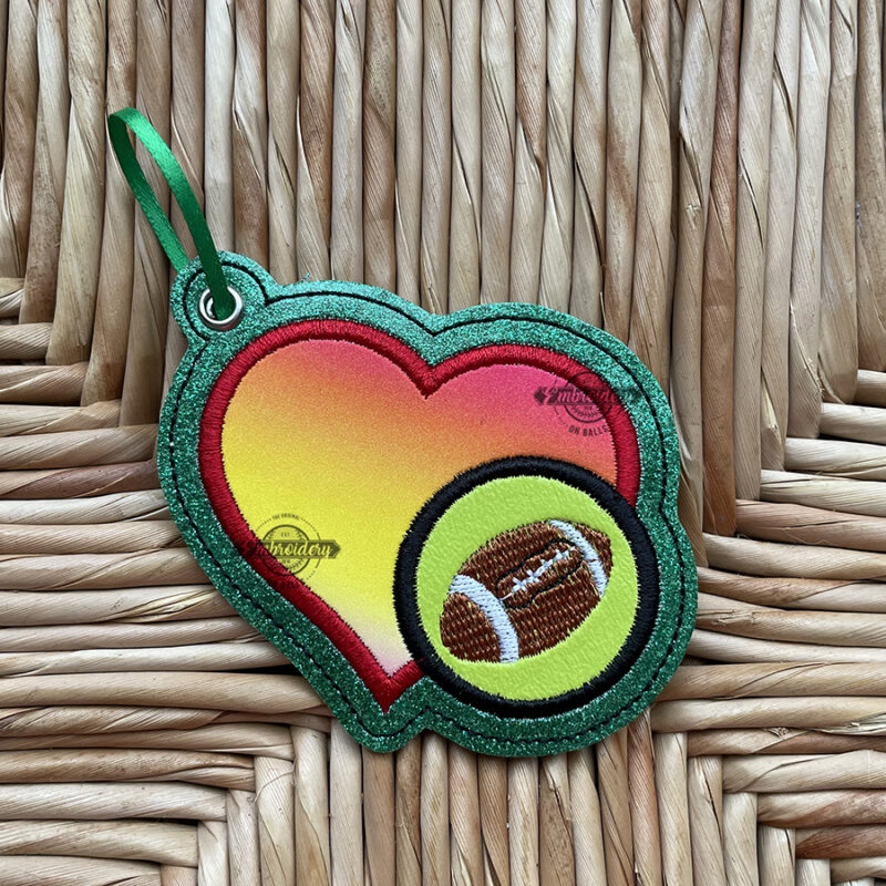 SPORTS LOVE Keyfob Ornament Bag Tag Design - Machine Embroidery Design - Image 3