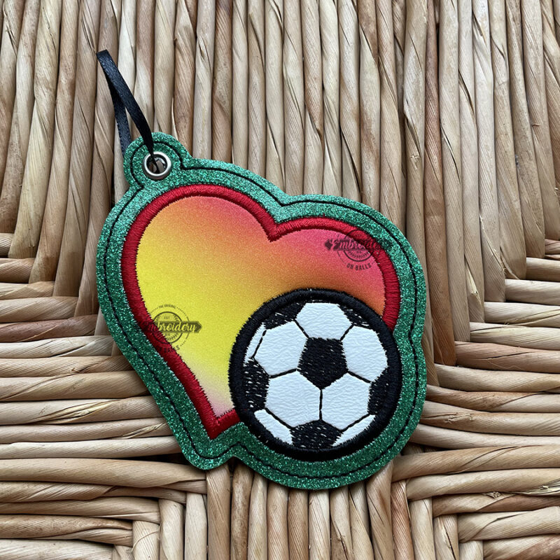 SPORTS LOVE Keyfob Ornament Bag Tag Design - Machine Embroidery Design - Image 2