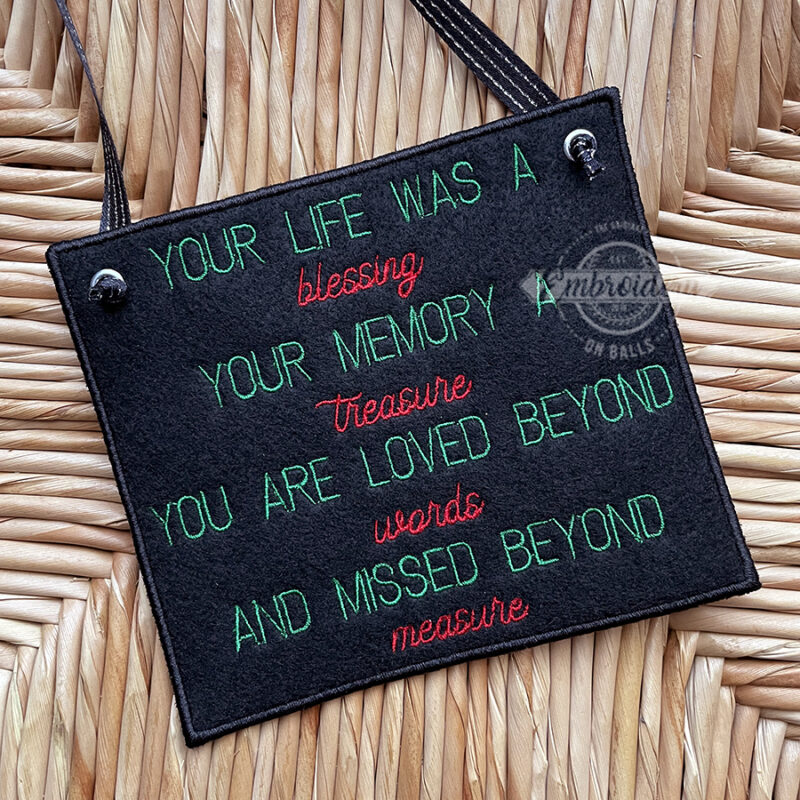 Life Blessing Memory Block - ITH Machine Embroidery Design - Image 2