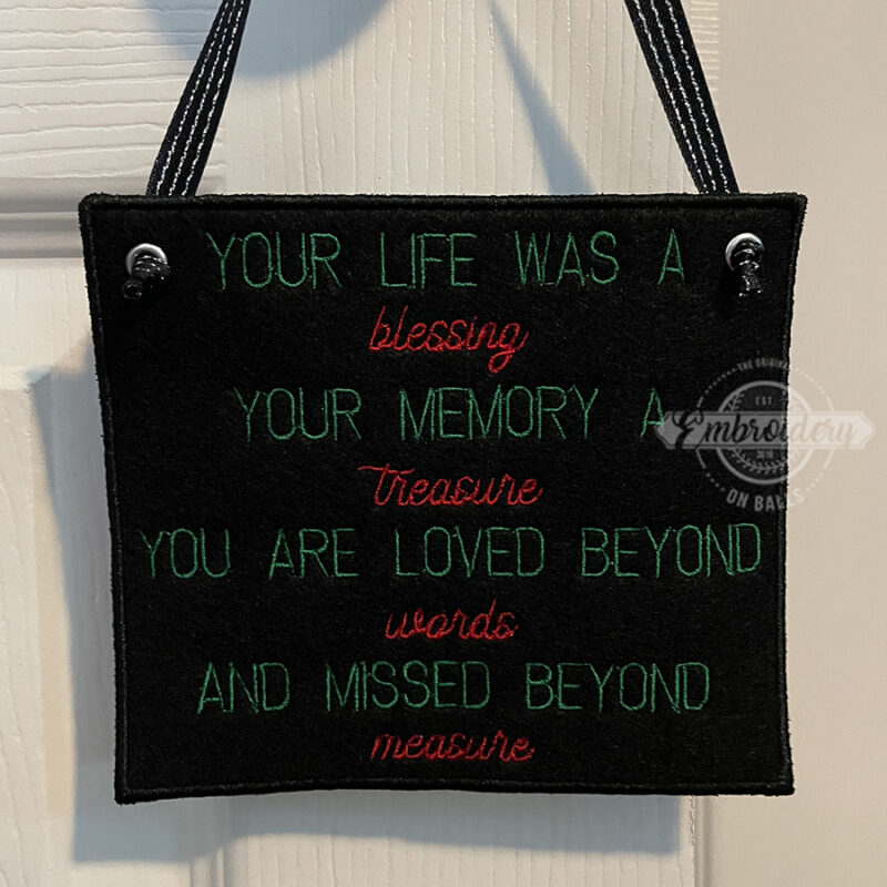 Life Blessing Memory Block - ITH Machine Embroidery Design - Image 4
